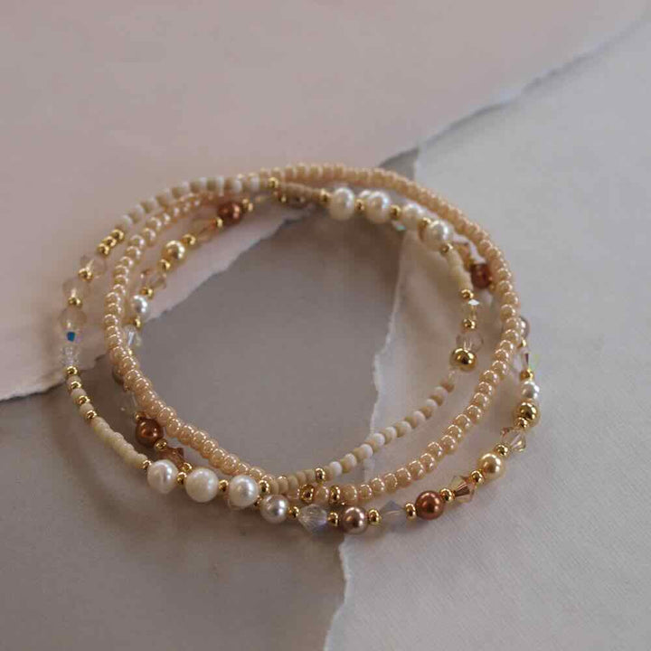 widaro armbandset beige pearl