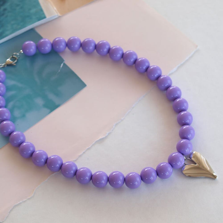 widaro ketting big round purple/green silver