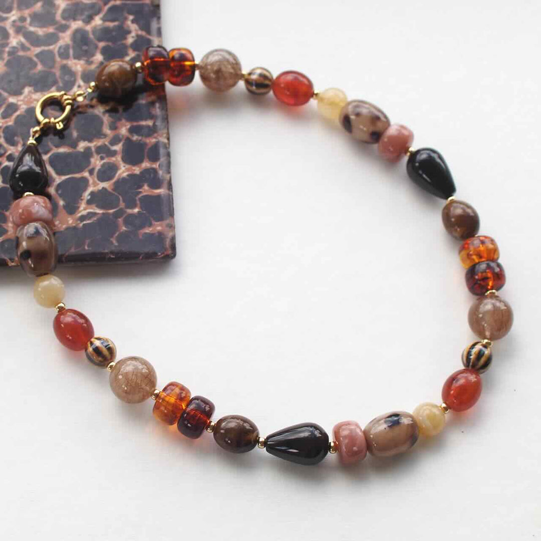 widaro ketting big brown and stones