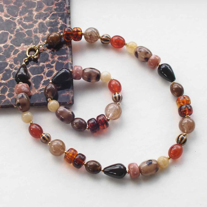 widaro ketting big brown and stones