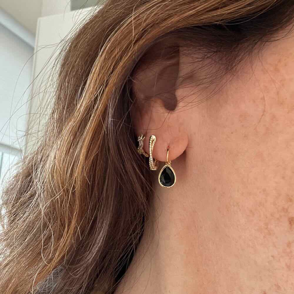 widaro oorbellen crystal black drops