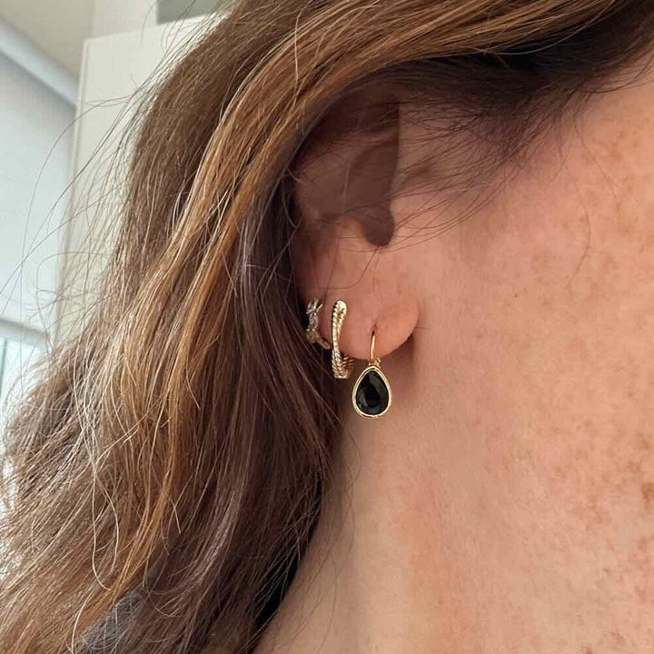 widaro oorbellen crystal black drops