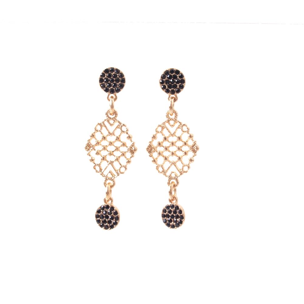 widaro oorbellen black sparkle
