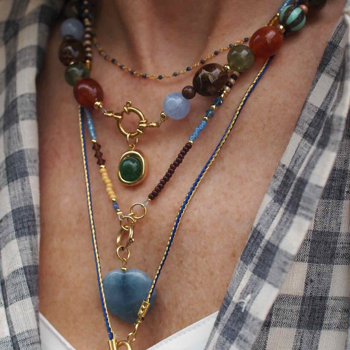 widaro ketting blue beads and brown (kies je lengte)