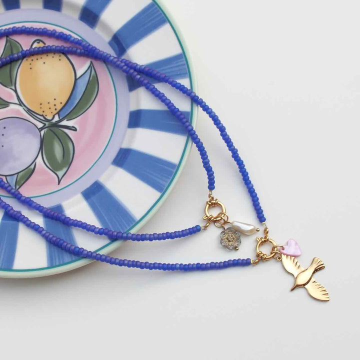 widaro ketting blue purple beads