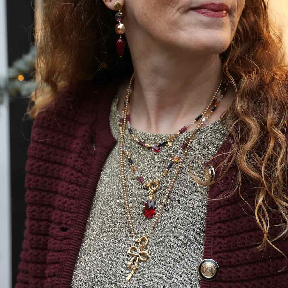 widaro halflange ketting pearl gold