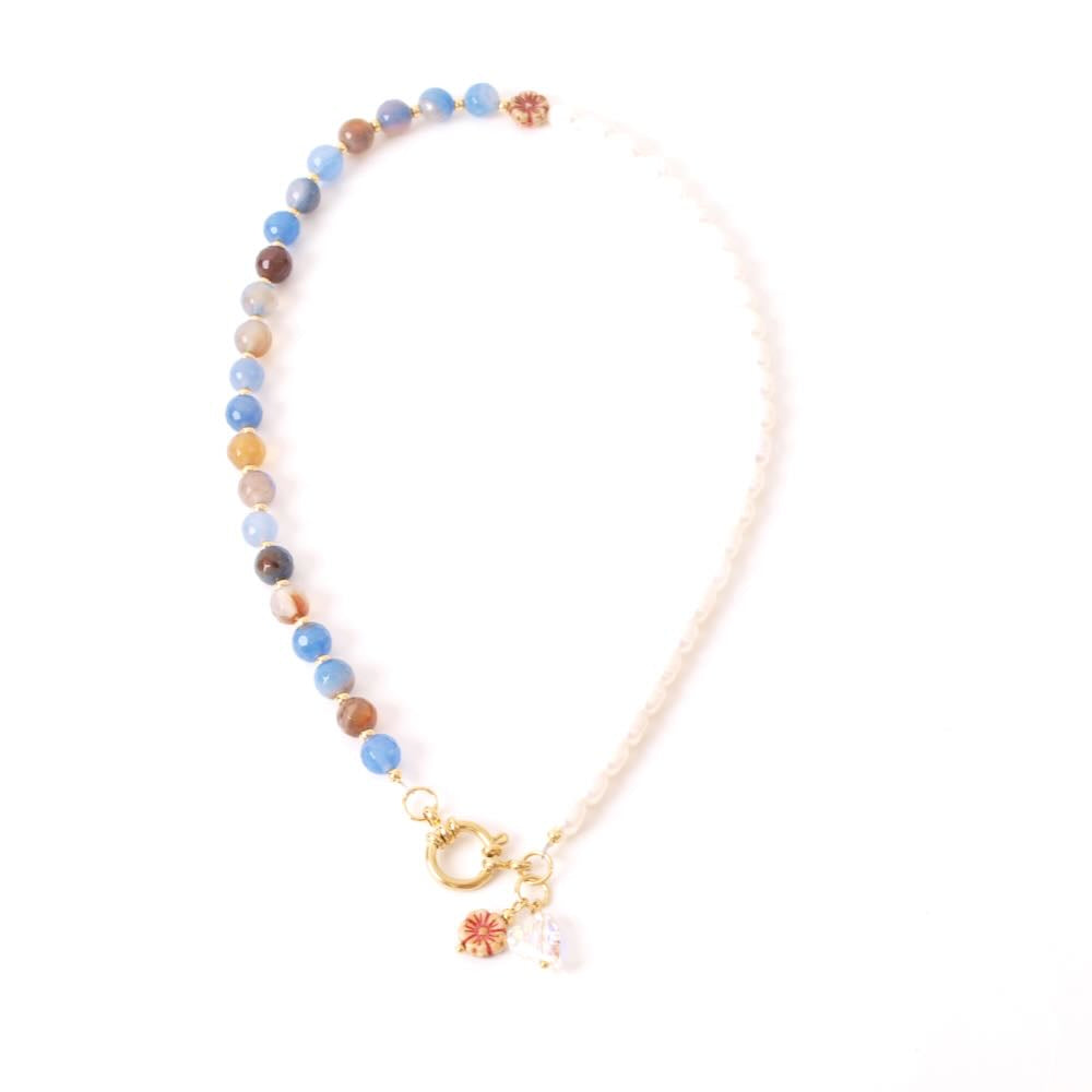 widaro fun ketting/armband pearls blue agate