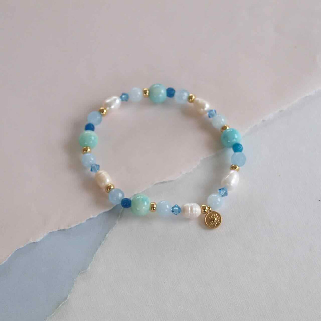 widaro armband blue pearl beads