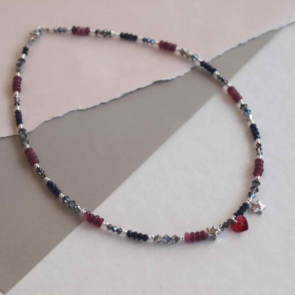 widaro ketting blue purple shine silver