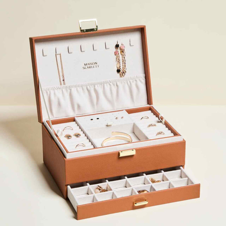 maison scarlett jewelry box denise pu camel