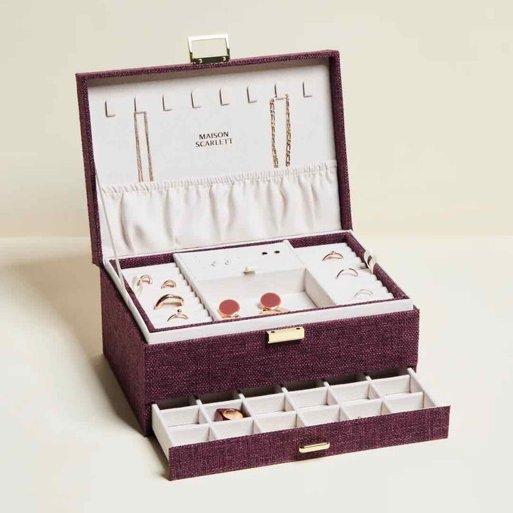 maison scarlett jewelry box denise linen plum
