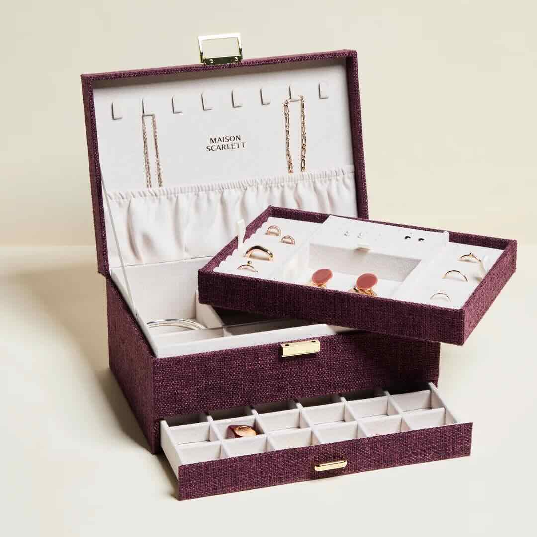 maison scarlett jewelry box denise linen plum
