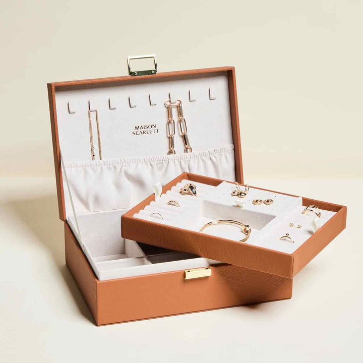maison scarlett jewelry box louise pu camel