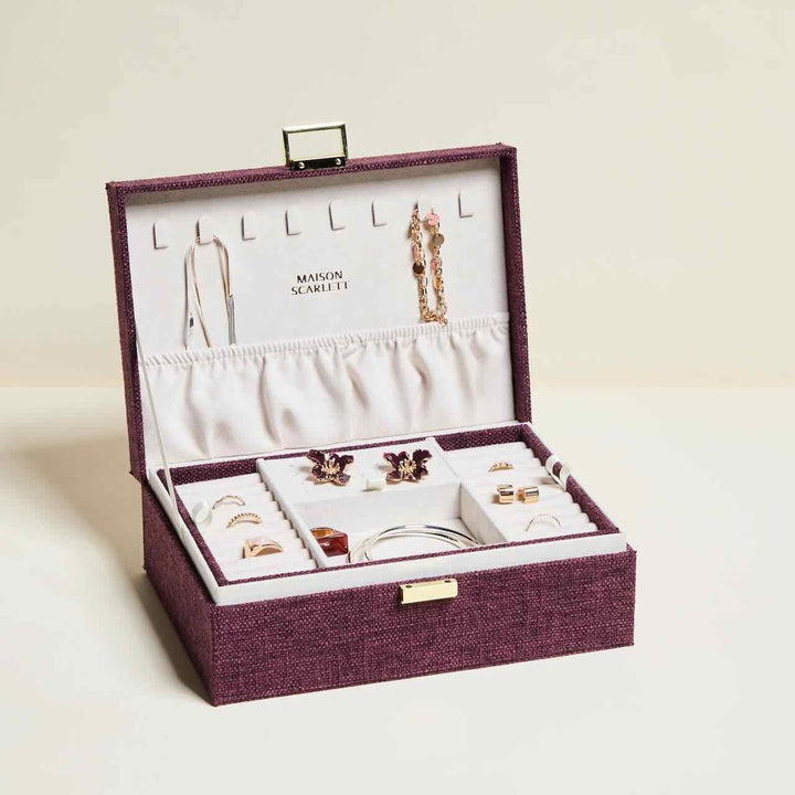 maison scarlett jewelry box louise linen plum