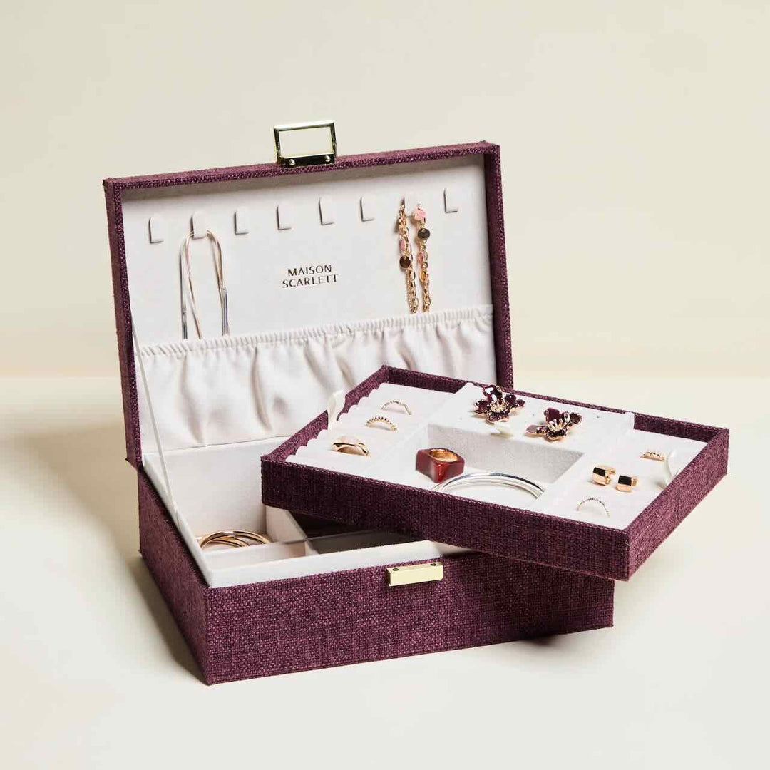maison scarlett jewelry box louise linen plum