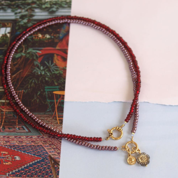 widaro ketting bordeaux red/ silverlined red (kies je kleur)