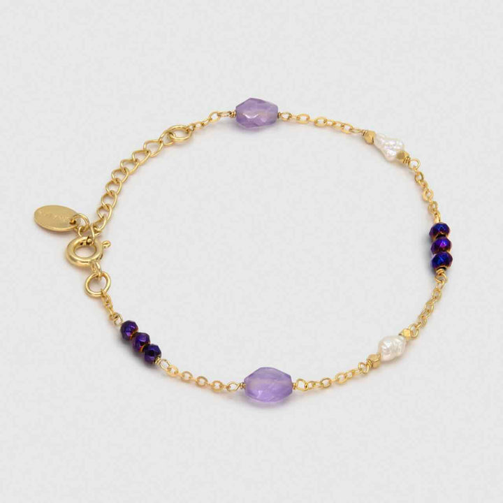 Une a Une ketting armband goutte hematite violet