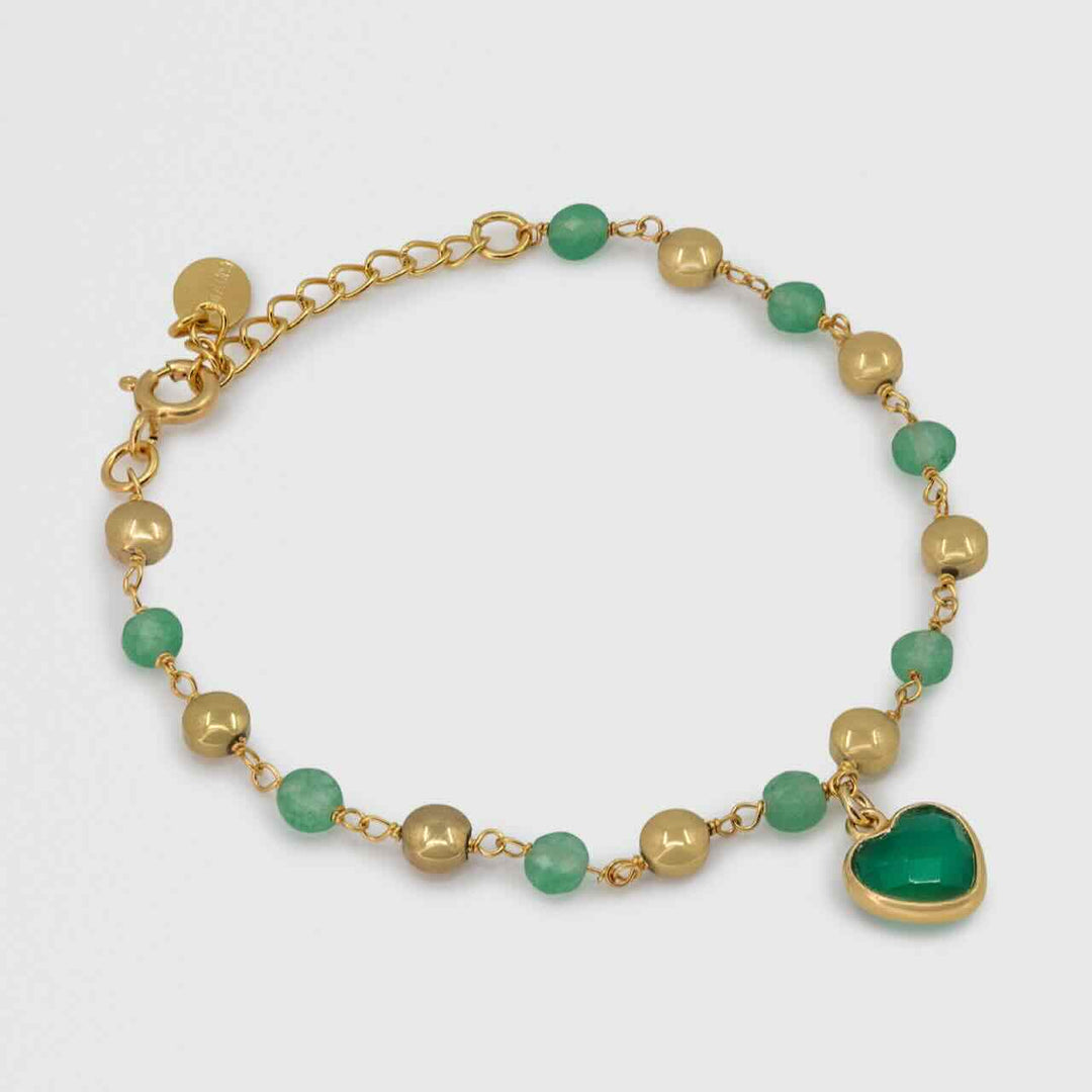 une a une armband coeur onyx vert