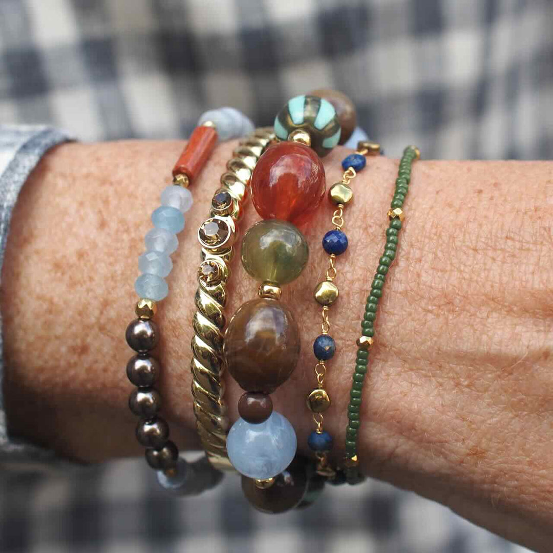 widaro armband blue brown stones