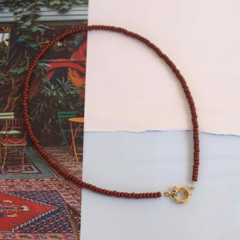 widaro ketting denim blue/brown beads (kies je kleur)