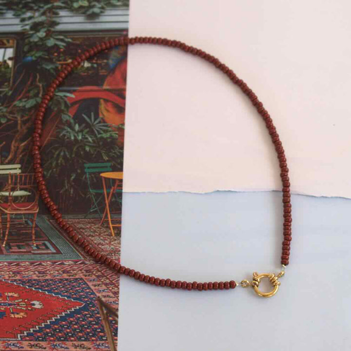 widaro ketting denim blue/brown beads (kies je kleur)