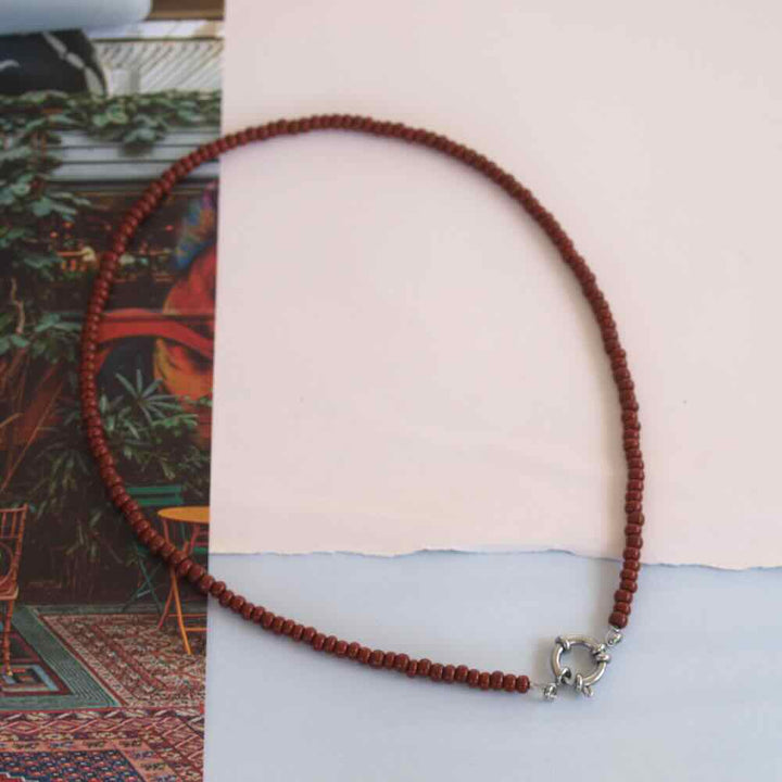 widaro ketting denim blue/brown beads (kies je kleur)