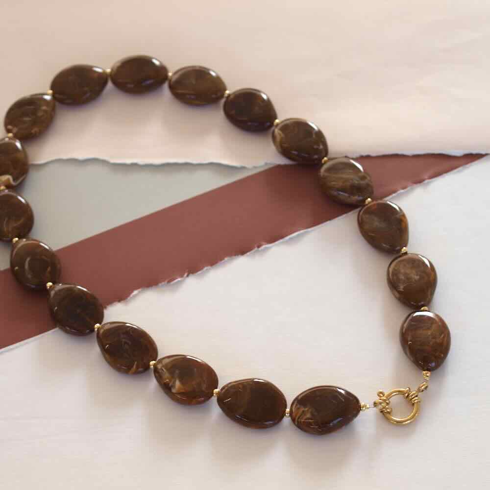 widaro ketting brown marmer oval