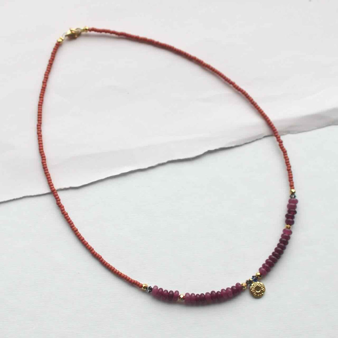 Widaro ketting burgundy brown charm