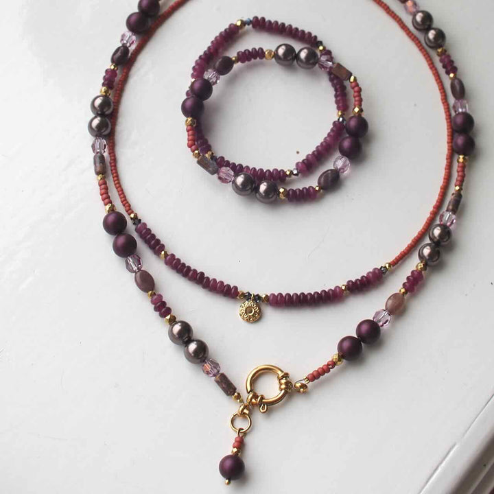 Widaro ketting burgundy brown charm
