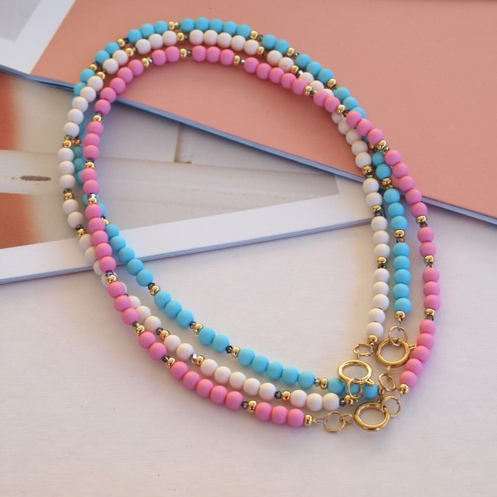 Widaro ketting casual light pink/aqua/off white