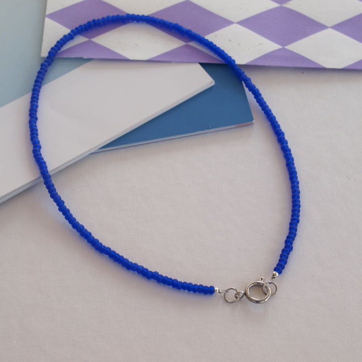 widaro ketting cobalt beads (goud/zilver)
