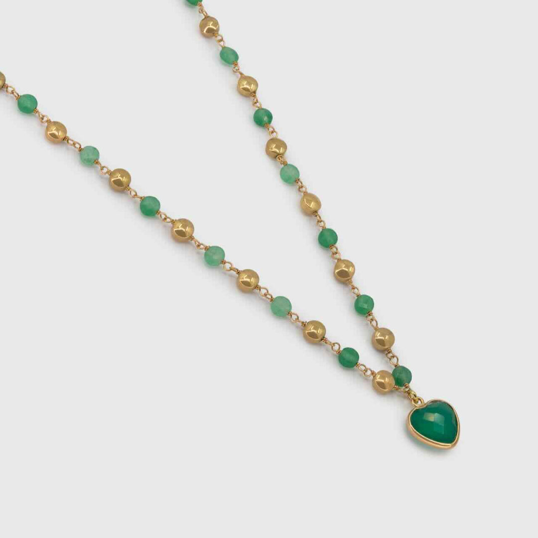 une a une ketting inde coeur onyx vert