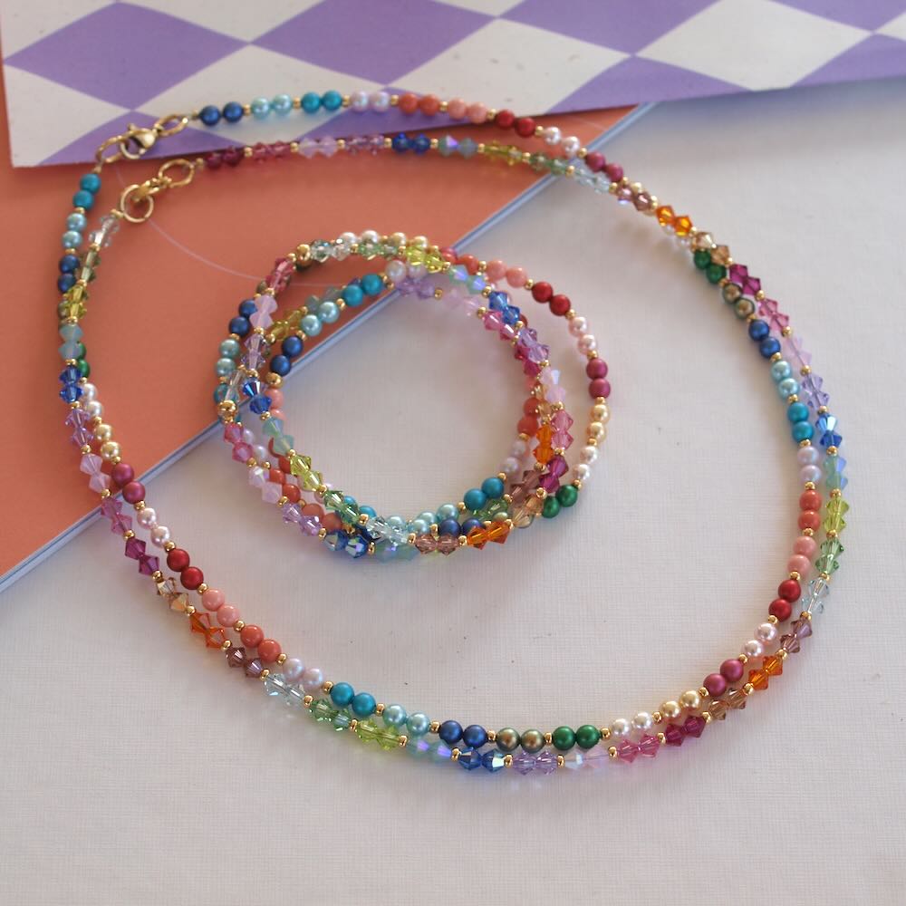 widaro ketting/armband colour pearls