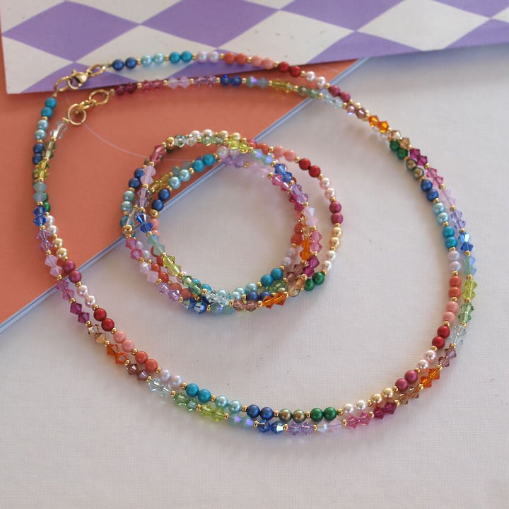 widaro ketting/armband colour pearls