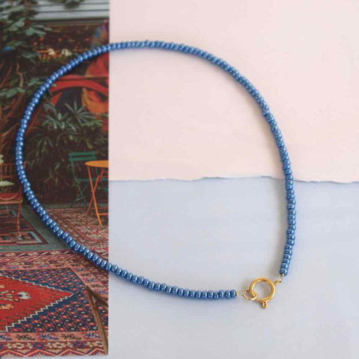 widaro ketting denim blue/brown beads (kies je kleur)