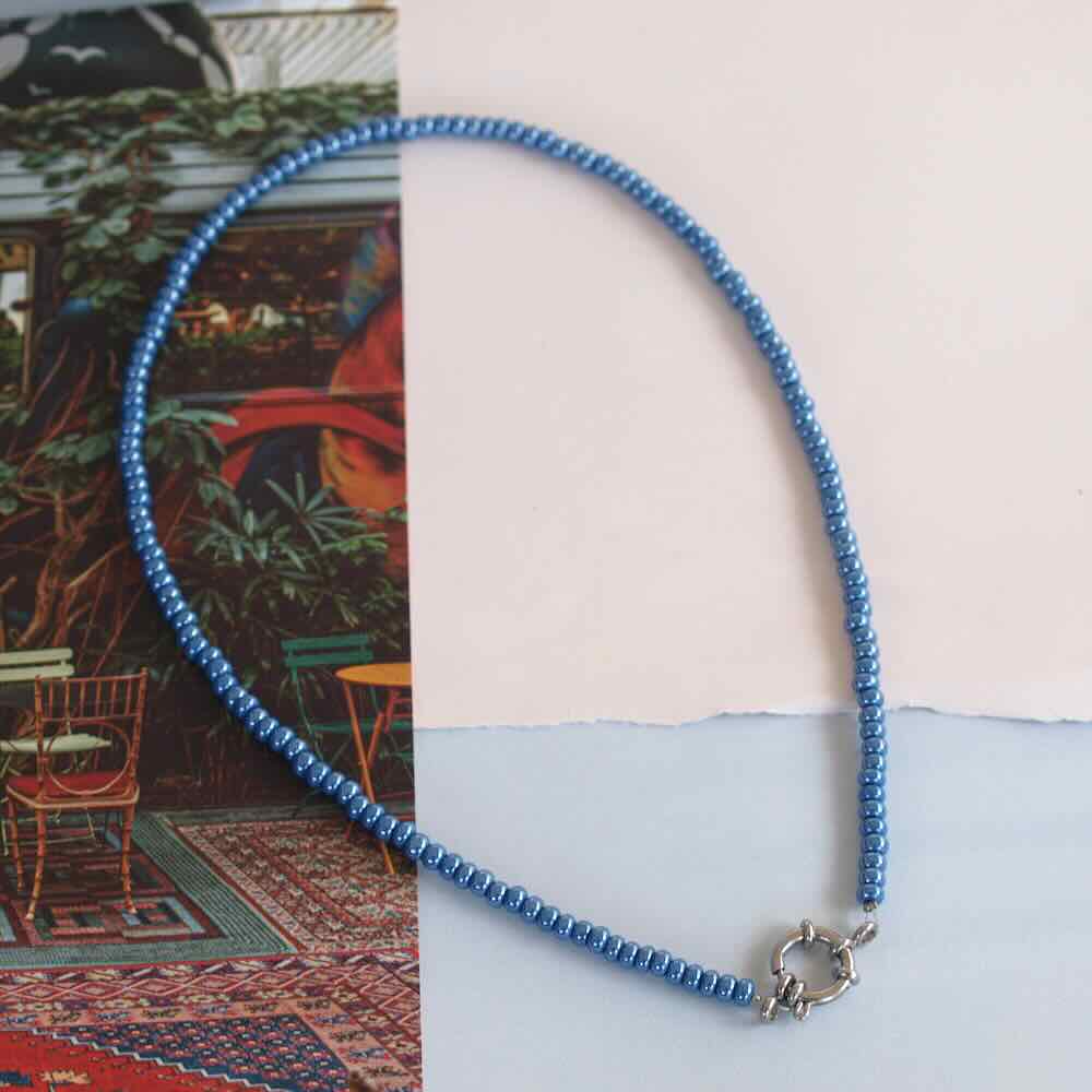 widaro ketting denim blue/brown beads (kies je kleur)