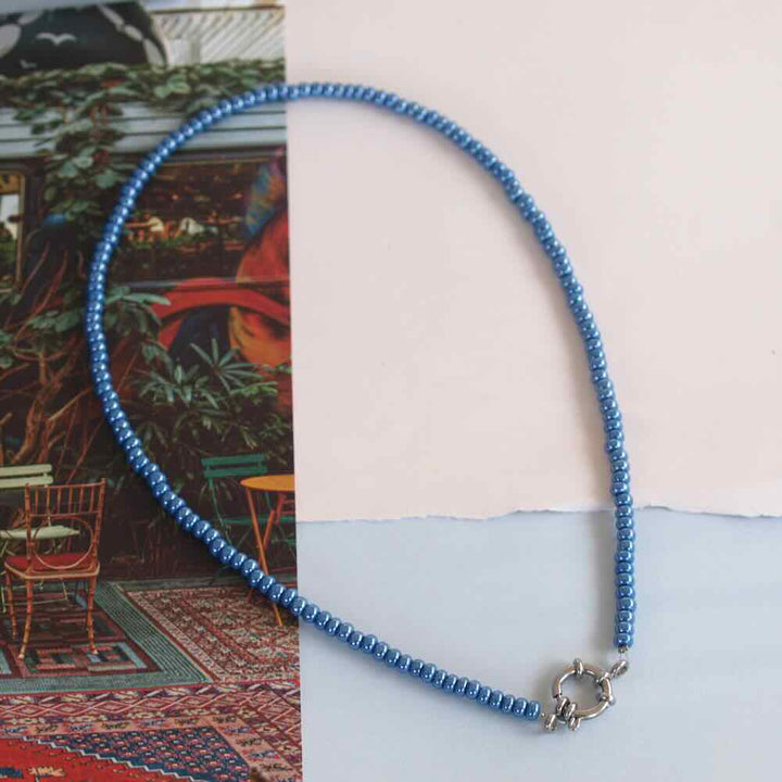 widaro ketting denim blue/brown beads (kies je kleur)