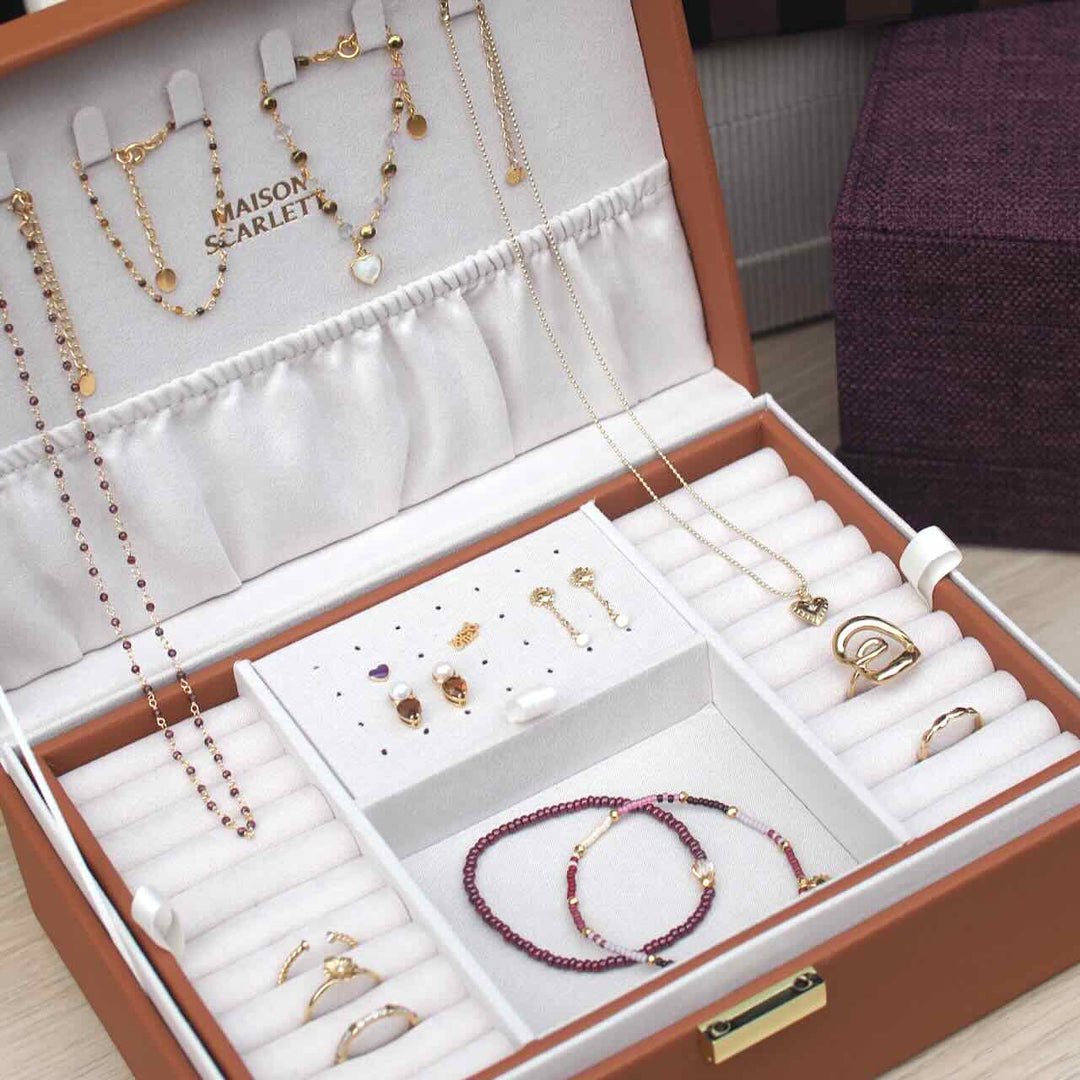 maison scarlett jewelry box louise pu camel