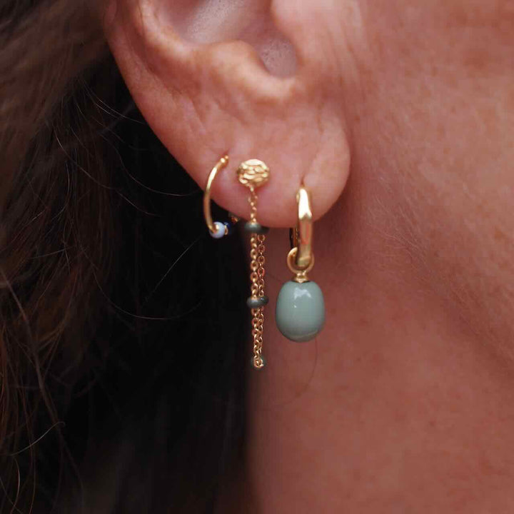 enamel oorbellen lola khaki
