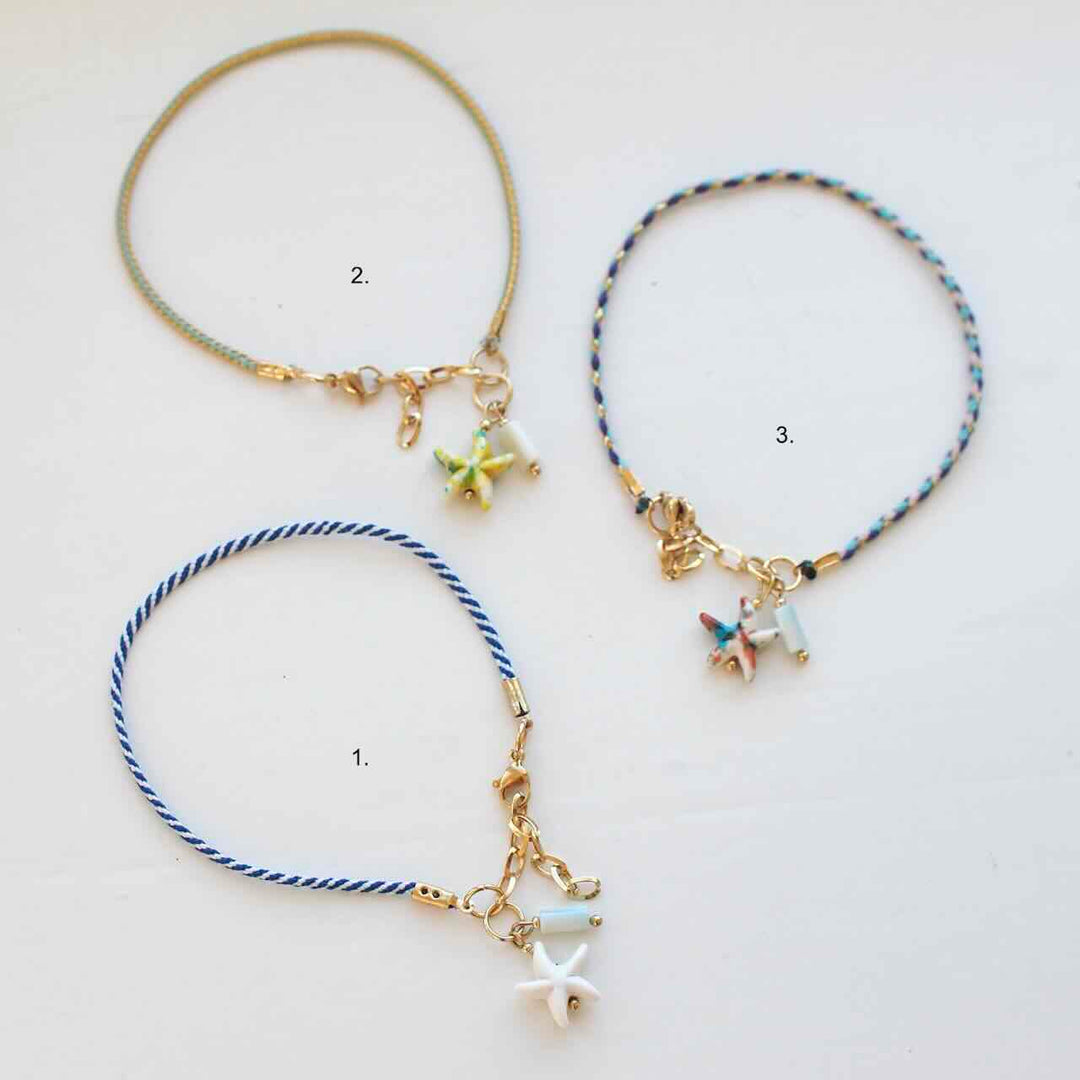 widaro enkelbandjes cord blue/green