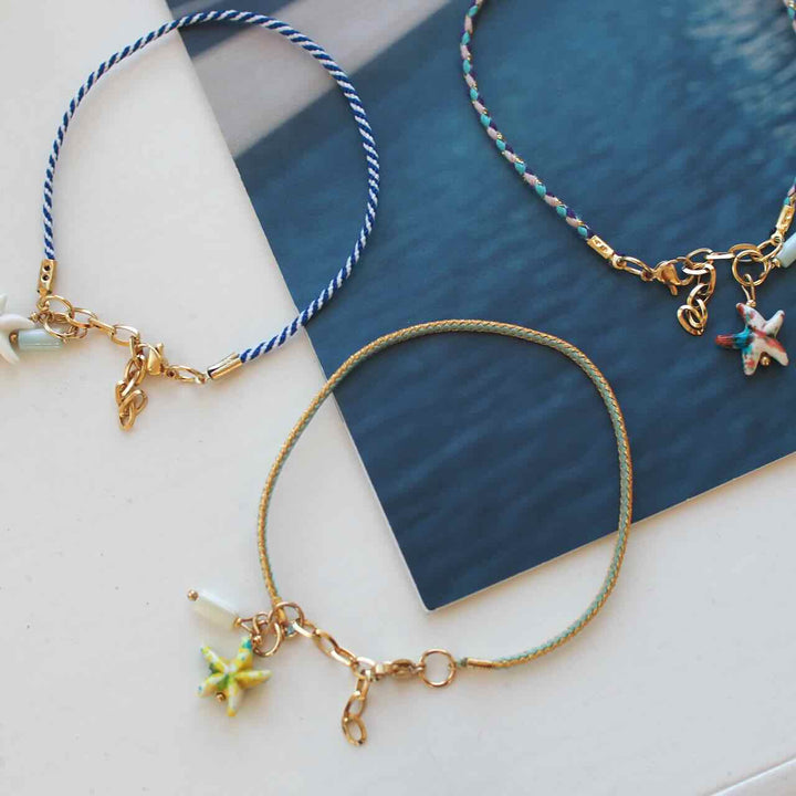 widaro enkelbandjes cord blue/green