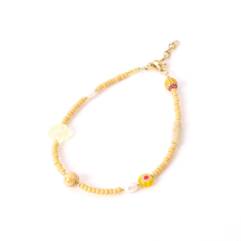 widaro enkelbandje flower beads gold (kies je kleur)