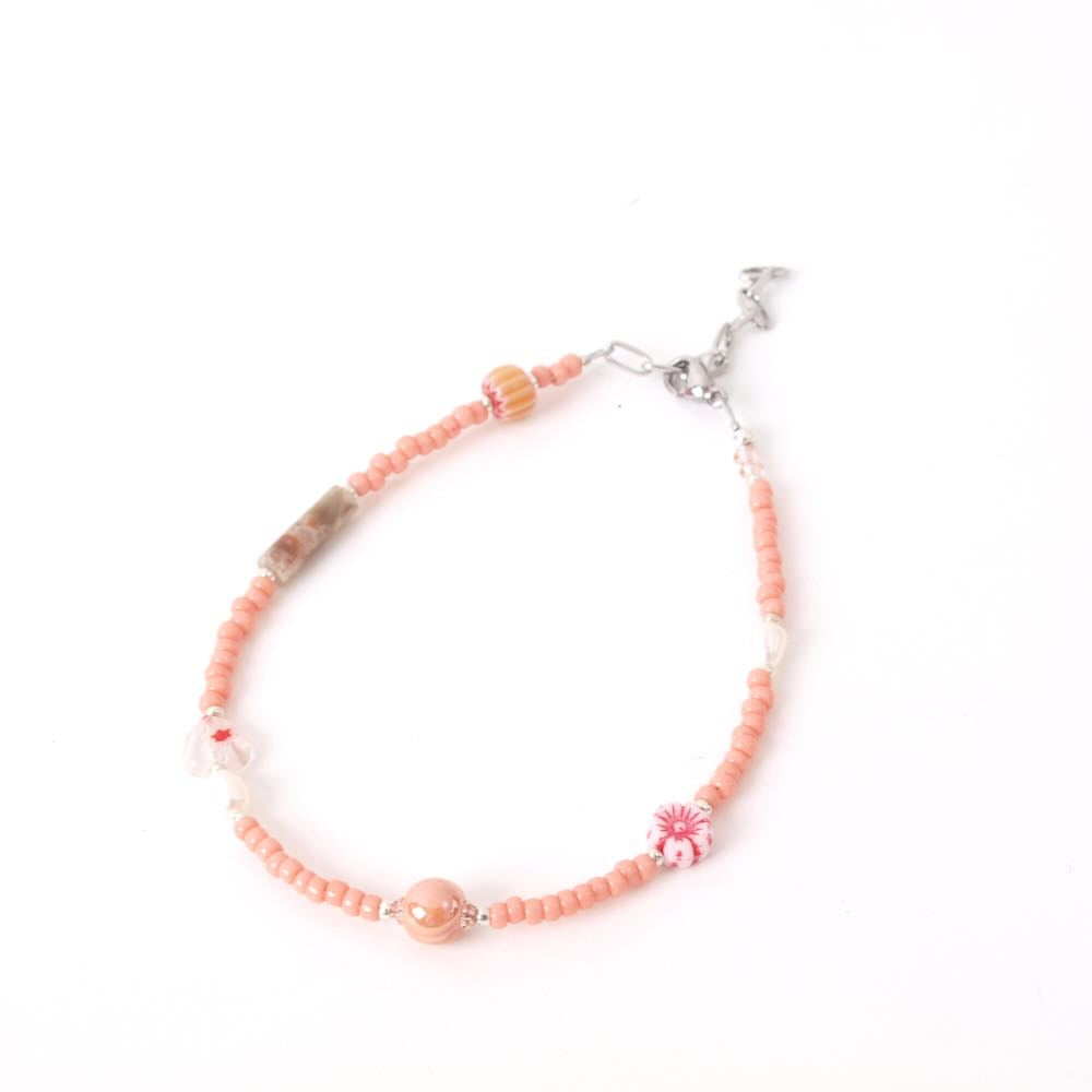 widaro enkelbandje flower beads silver (kies je kleur)