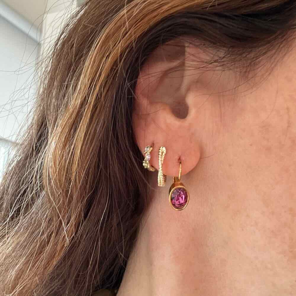widaro oorbellen crystal fuchsia ovals