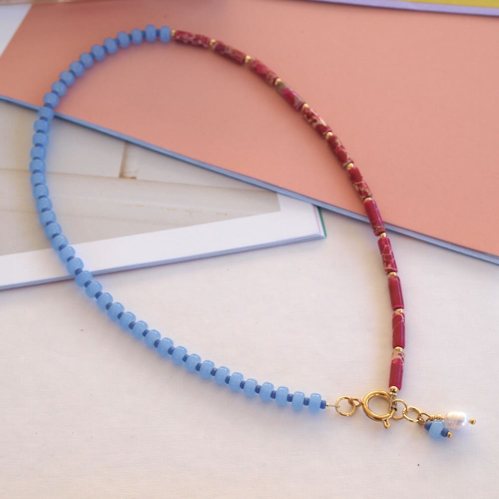 widaro fun ketting fuchsia blue