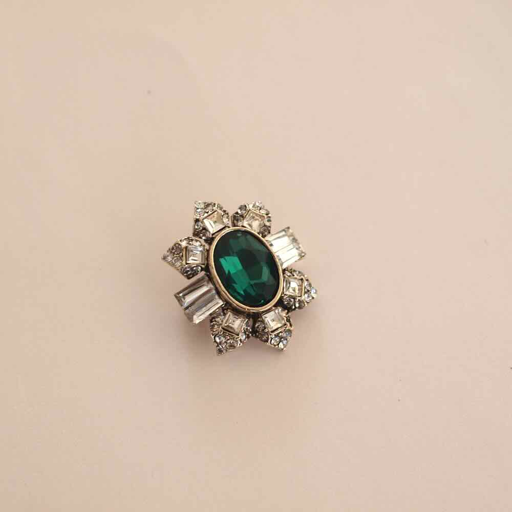broche flower/pink star/ green stone