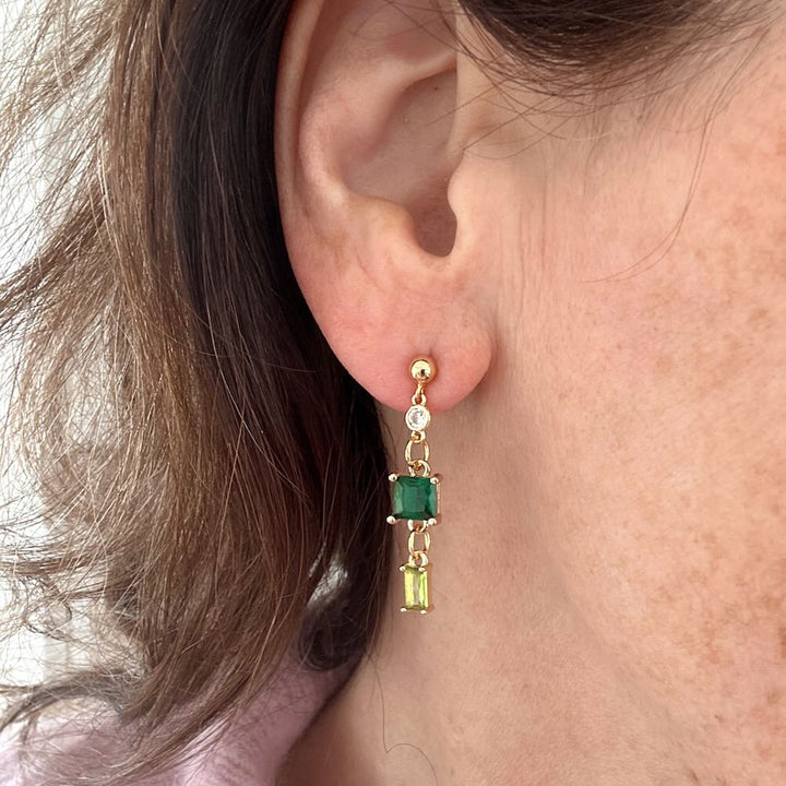 widaro oorbellen green stones