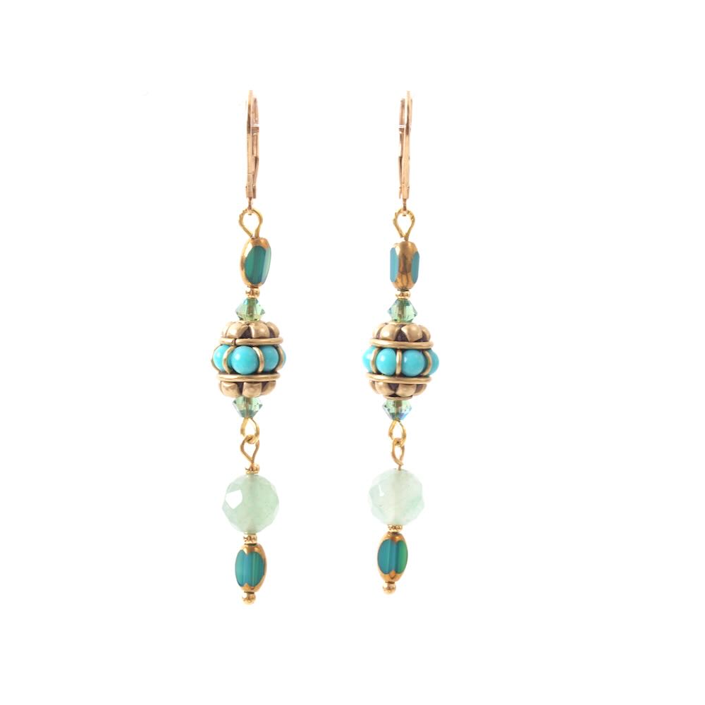 widaro oorbellen green/turquoise beads