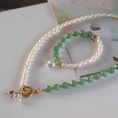 widaro fun ketting/armband pearls green agate