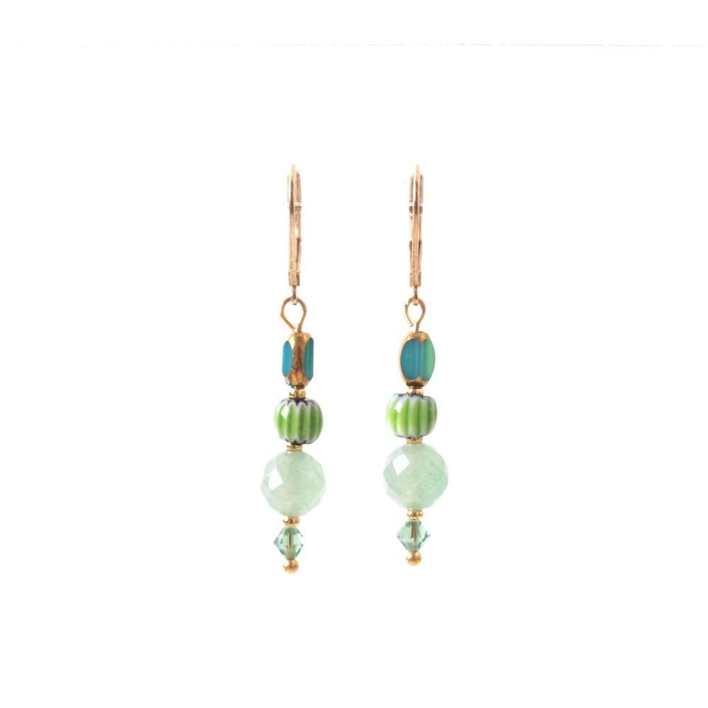 widaro oorbellen green beads
